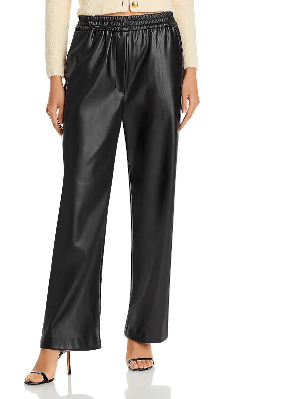 Find the Best Deals Here!Womens Faux Leather Pull On Wide Leg Pants