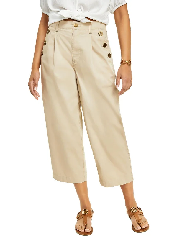 Get the Best for Less!Womens High Rise Button Detail Wide Leg Pants