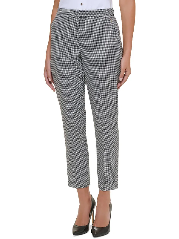 Limited Time Offer!Womens High Rise Houndstooth Ankle Pants