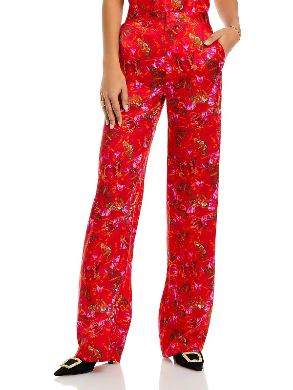 Limited Time Offer!Womens High Rise Printed Straight Leg Pants