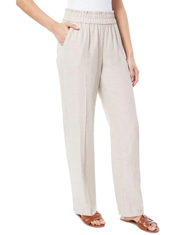 Lowest Prices Guaranteed!Womens Linen High Rise Wide Leg Pants