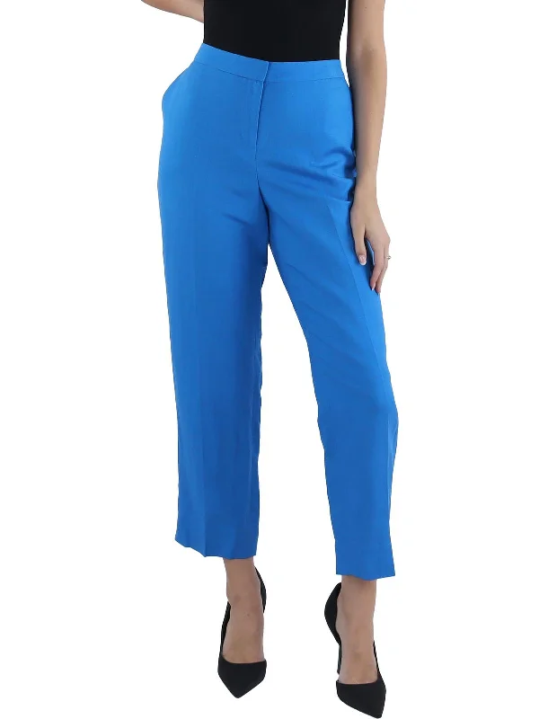 Exclusive Savings This Week!Womens Linen Mid-Rise Straight Leg Pants