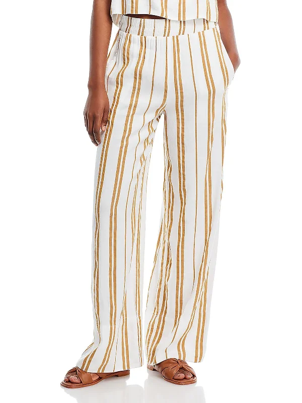 Save Money, Shop Happy!Womens Linen Striped Wide Leg Pants