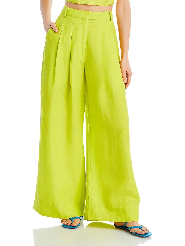 Get the Best for Less!Womens Pleated Linen Wide Leg Pants