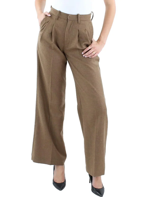 Every Deal is a Steal!Womens Pleated Wool Wide Leg Pants