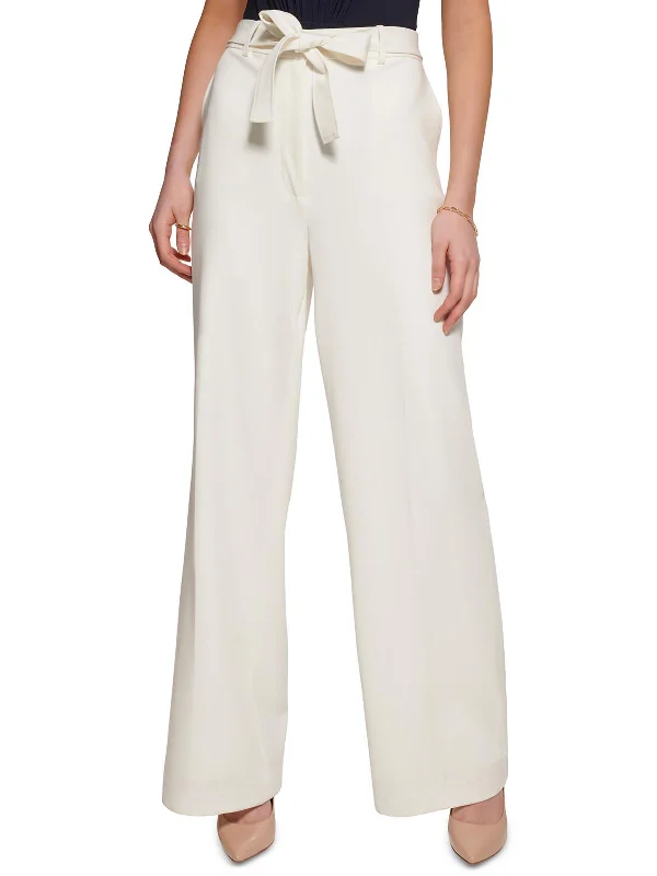 Lowest Prices Guaranteed!Womens Tie Waist High Rise Wide Leg Pants