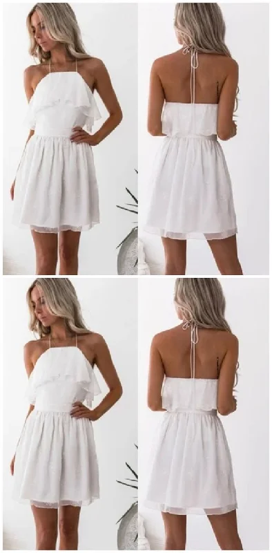 Time to Save Big!A-Line Halter Printed White Chiffon Homecoming Dress   cg14153