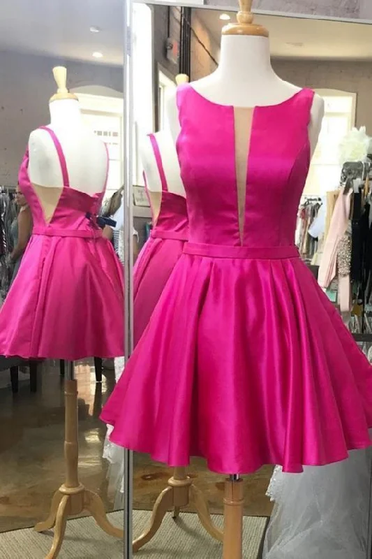 Enjoy Huge Discounts Now!A-line Short Hot Pink Homecoming Dresses    cg12313