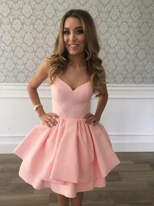The Best Offers Are Here!A line V Neck Pink Homecoming Dress    cg13632