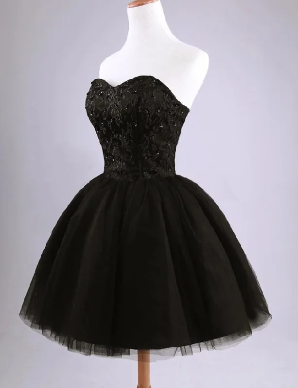 Stock Up and Save!Beautiful Black Short Lace And Tulle Homecoming Dress    cg12962