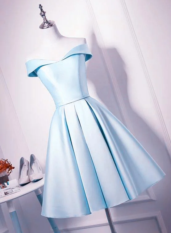 Buy More, Pay Less!Beautiful Light Blue Satin Sweetheart Homecoming Dress   cg13369