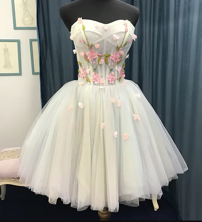 Buy More, Save More!Beautiful Light Blue Short Sweetheart Homecoming Dress, Tulle Flowers Party Dress cg13077 Buy More, Save More!Beautiful Light Blue Short Sweetheart Homecoming Dress, Tulle Flowers Party Dress cg13077