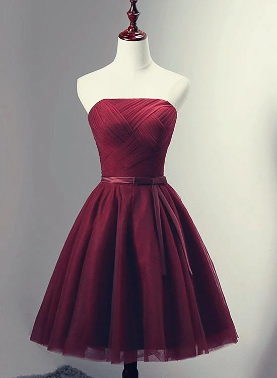 Best Price of the Season!Beautiful Simple Wine Red Tulle Short Party Dress Homecoming Dresses cg12802 Best Price of the Season!Beautiful Simple Wine Red Tulle Short Party Dress Homecoming Dresses cg12802