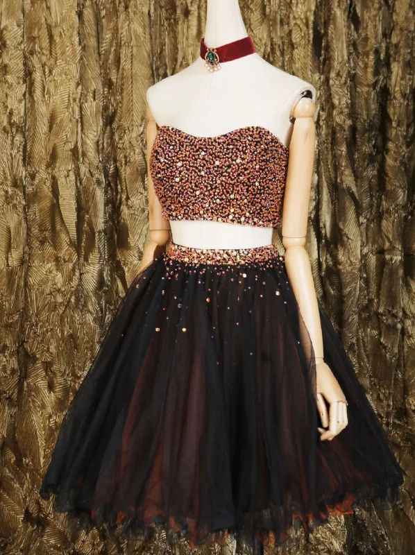 Your Shopping Spree Starts Here!Black two pieces beads tulle short black homecoming dress cg12694 Your Shopping Spree Starts Here!Black two pieces beads tulle short black homecoming dress cg12694