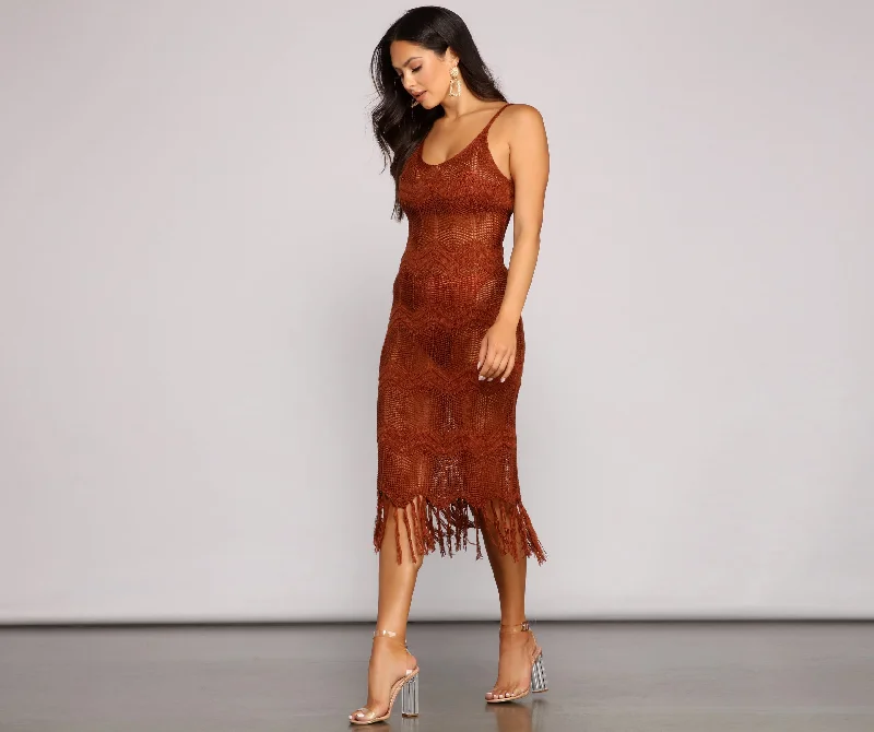 Find the Best Deals Here!Boho-Chic Crochet Midi Dress