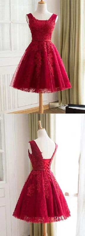 Unmissable Offers Await!Burgundy Homecoming Dress,Straps A-line Lace Appliques Graduation Dresses cg12181 Unmissable Offers Await!Burgundy Homecoming Dress,Straps A-line Lace Appliques Graduation Dresses cg12181