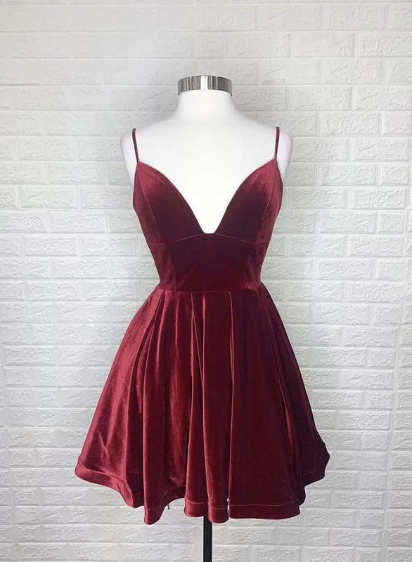 Snag the Best Prices Now!Burgundy velvet short homecoming dress party dress cg12063 Snag the Best Prices Now!Burgundy velvet short homecoming dress party dress cg12063