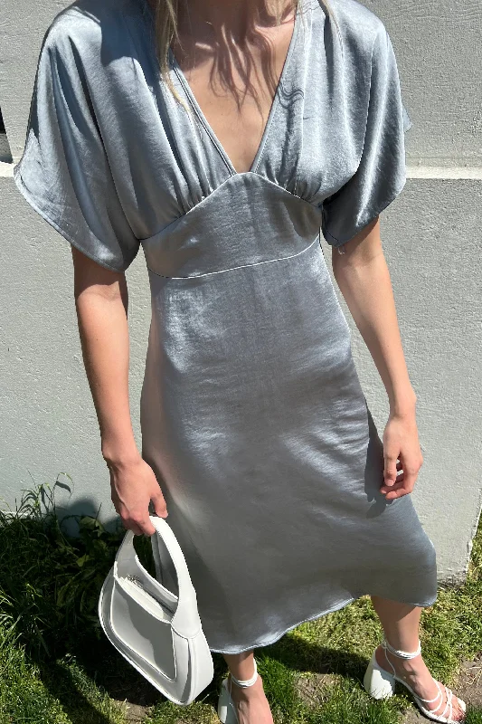 Hottest Discounts of the Year!SATIN BUTTERFLY SLEEVE MIDI DRESS