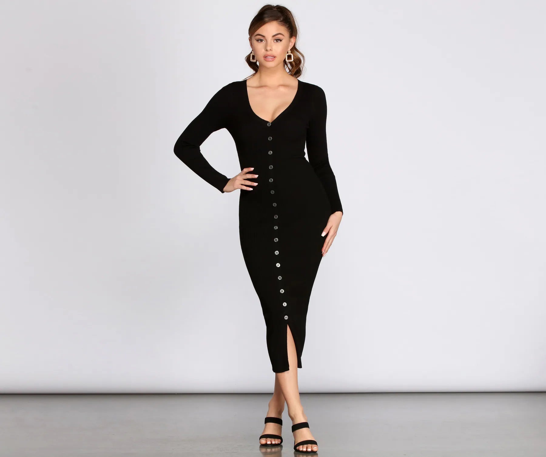 Don’t Wait – Shop Today!Button Down Knit Midi Dress