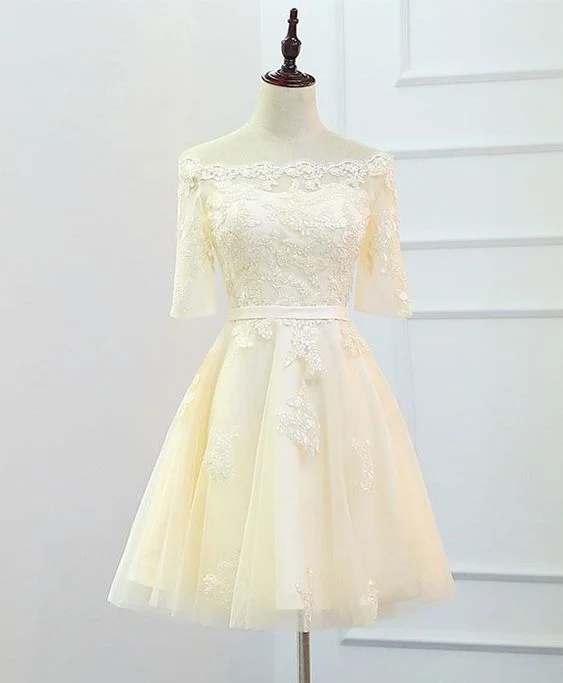 Don’t Wait – Deals Won’t Last!Champagne lace short homecoming dress, champagne evening dress cg12248 Don’t Wait – Deals Won’t Last!Champagne lace short homecoming dress, champagne evening dress cg12248