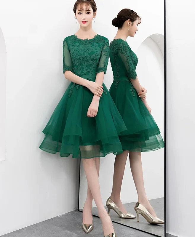 Shop More, Spend Less!Charming Dark Green Tulle Knee Length Short Sleeves Party Dress Homecoming Dress cg12151 Shop More, Spend Less!Charming Dark Green Tulle Knee Length Short Sleeves Party Dress Homecoming Dress cg12151