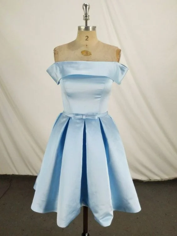 One Day Only – Huge Savings!Charming Light Blue Off the Shoulder Knee Length Bridesmaid Dress, Party Dress Homecoming Dress cg12261 One Day Only – Huge Savings!Charming Light Blue Off the Shoulder Knee Length Bridesmaid Dress, Party Dress Homecoming Dress cg12261