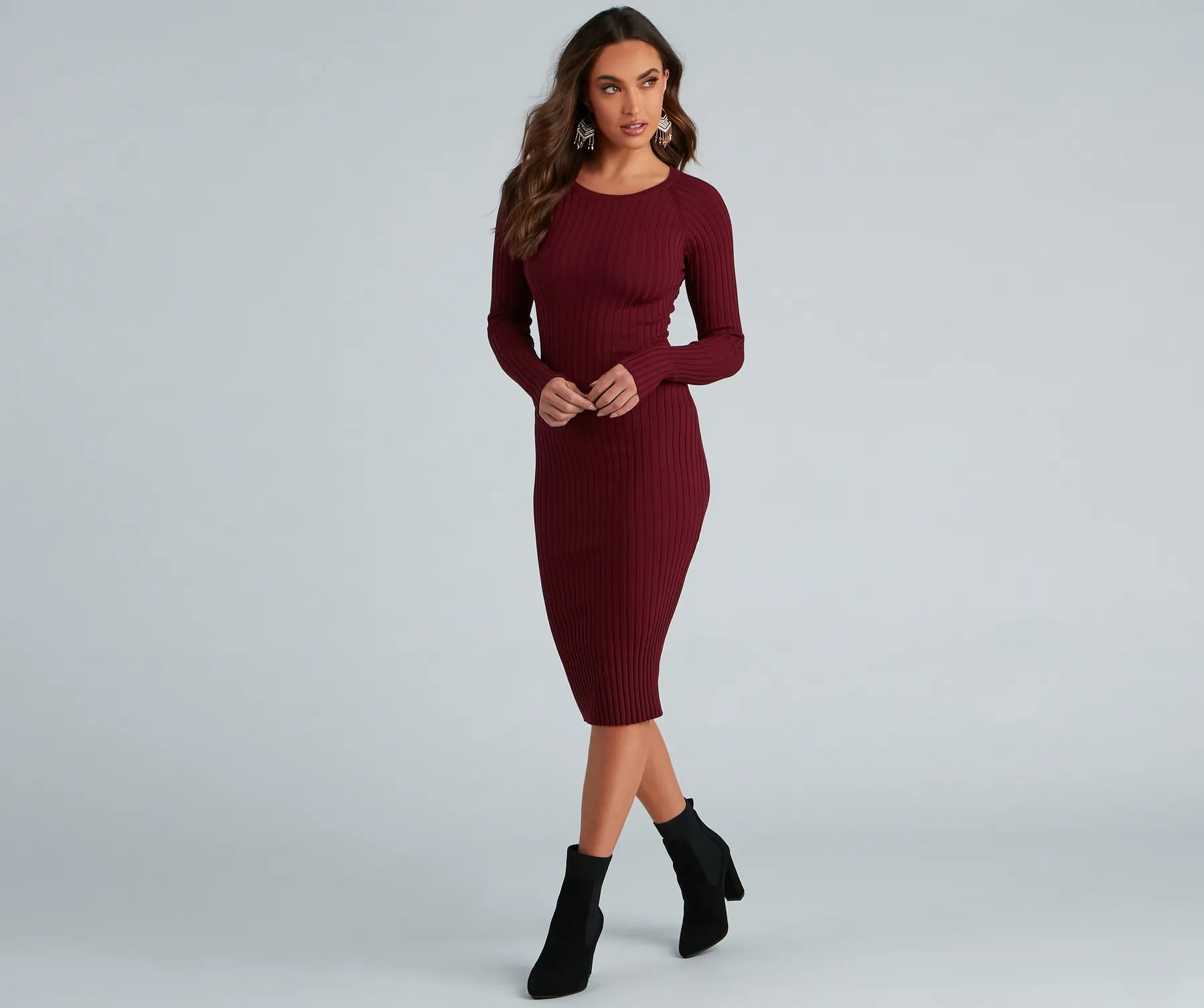 Best Price of the Season!Chic Twist Long Sleeve Midi Dress