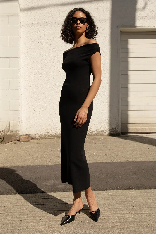 The Best Sale of the Year!COWL NECKLINE OFF SHOULDER MIDI DRESS
