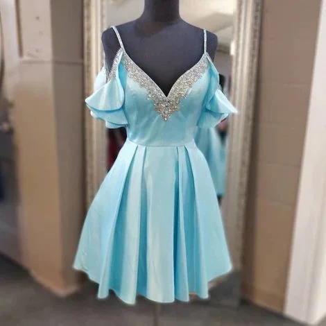 The Best Offers Are Here!Cute Blue V neck Short Party Dress Homecoming Dress cg11977 The Best Offers Are Here!Cute Blue V neck Short Party Dress Homecoming Dress cg11977