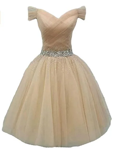 Every Deal is a Steal!Cute Champagne Beaded Sweetheart Homecoming Dress, Off Shoulder Party Dress cg12477 Every Deal is a Steal!Cute Champagne Beaded Sweetheart Homecoming Dress, Off Shoulder Party Dress cg12477