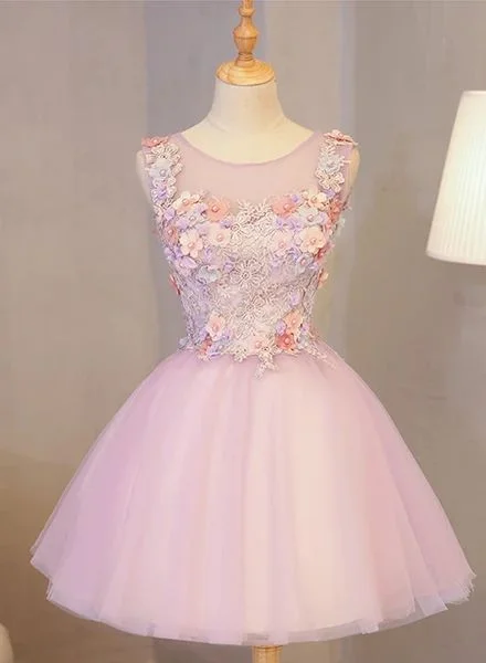 Price Drops You’ll Love!Cute Pink Round Neckline Tulle Party Dress with Flowers, Lovely Formal Dress homecoming Dress cg12118 Price Drops You’ll Love!Cute Pink Round Neckline Tulle Party Dress with Flowers, Lovely Formal Dress homecoming Dress cg12118