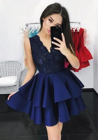 Lowest Prices Guaranteed!Dark Blue Homecoming Dress,Lace Homecoming Dress    cg13037