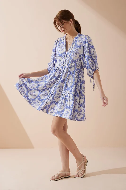 Save More with Every Purchase!Delilah Blue Floral Button Down Mini Dress