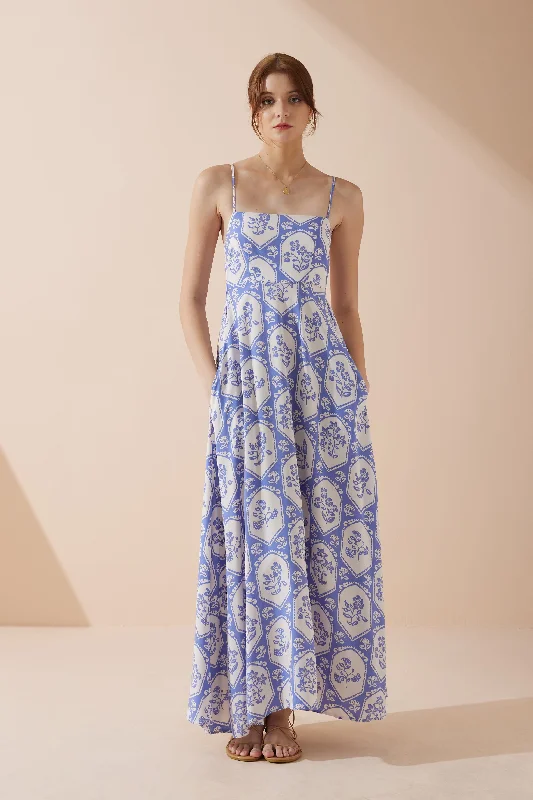 Enjoy Huge Discounts Now!Delilah Blue Floral Flared Maxi Dress