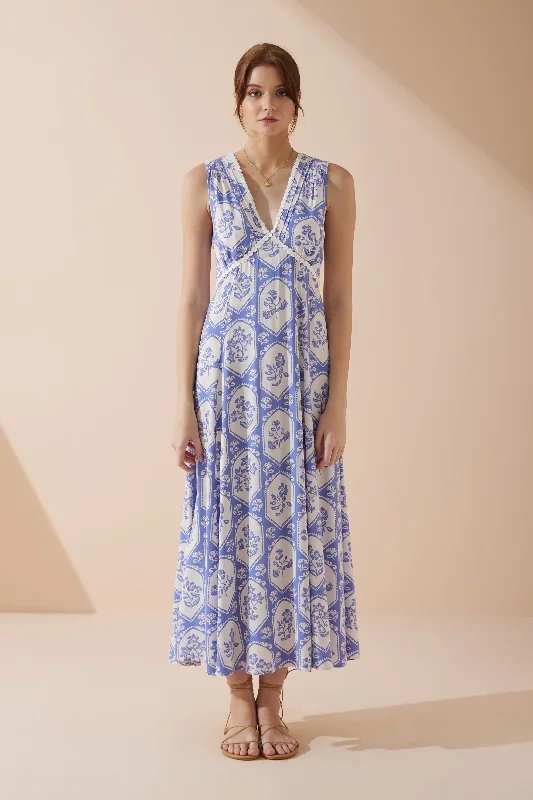 Mega Sale Happening Now!Delilah Blue Floral V-Neck Maxi Dress