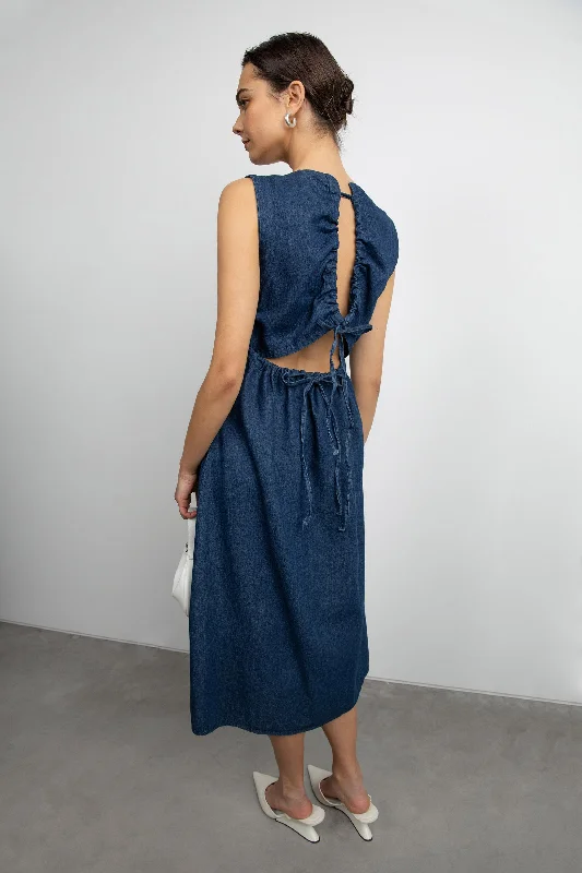 Save Money, Shop Happy!DENIM MIDI DRESS