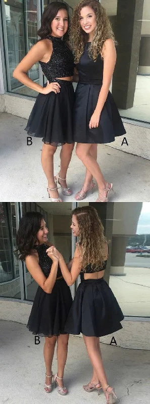 Save More Than Ever!(Dress A) A-Line Bateau Short Satin Black Homecoming Dress Cut Out Back cg13240 Save More Than Ever!(Dress A) A-Line Bateau Short Satin Black Homecoming Dress Cut Out Back cg13240