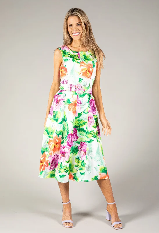 Get More, Spend Less – Shop Now!Floral Belted A-Line Midi Dress