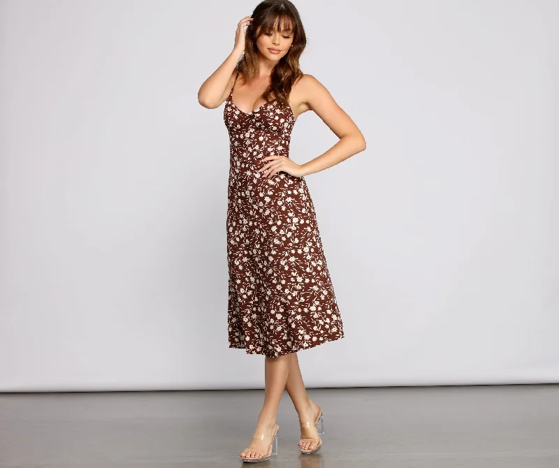 Price Drops You’ll Love!Floral Flair Woven Midi Dress