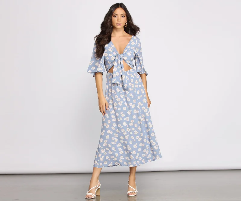Get the Best for Less!Flowy Floral Woven Midi Dress