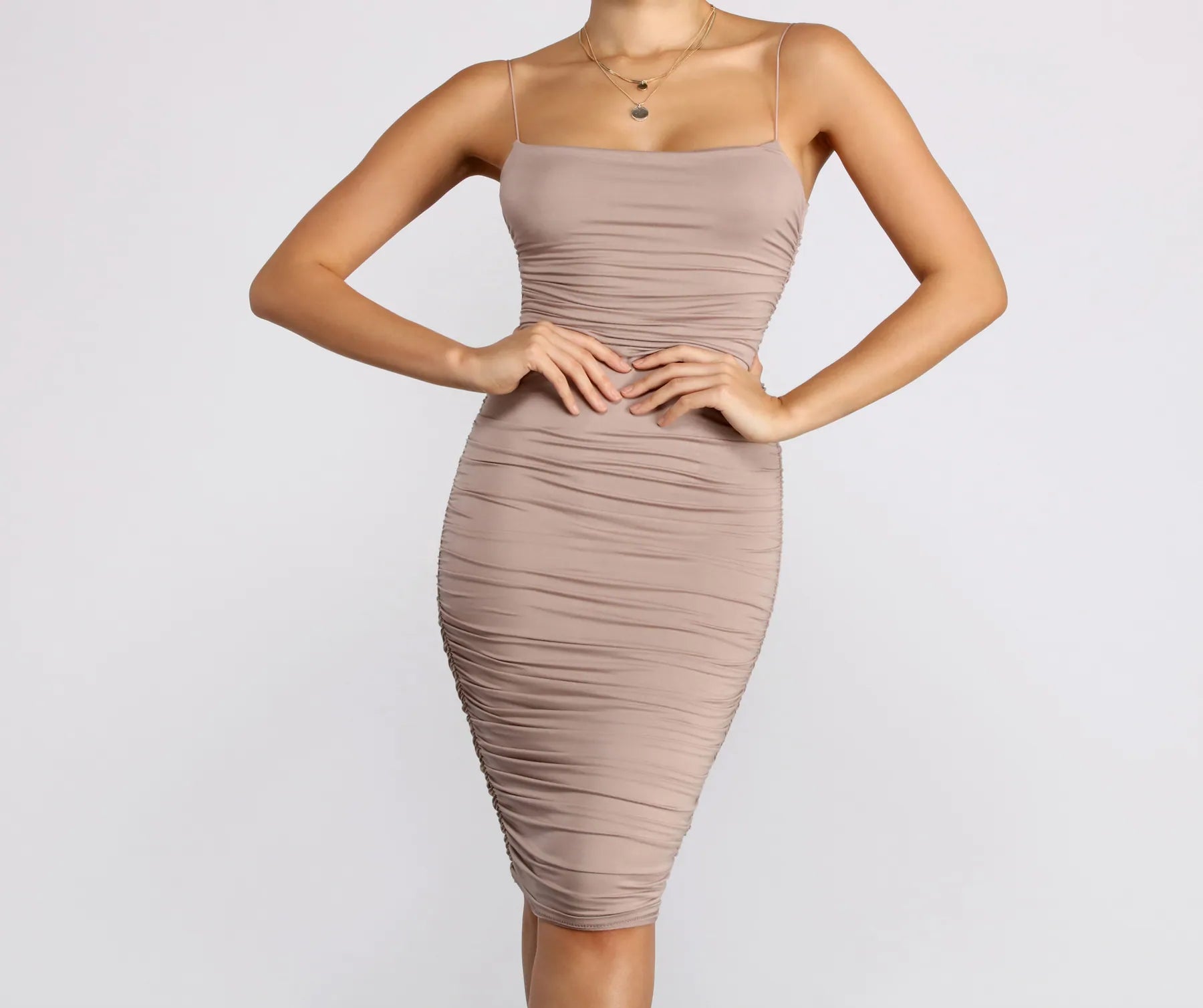 Save Up to 50% Off!Friday Night Ruched Midi Dress