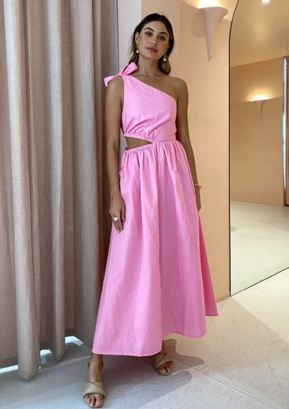 Best Deals Just for You!Gabriella One Shoulder Midi Dress - Pink Grapefruit
