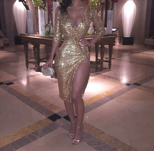 Massive Price Cuts!gold Homecoming Dress , Boycon Dress    cg12924