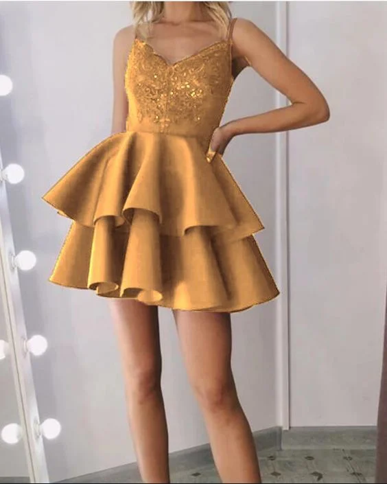Upgrade for Less!gold short homecoming dress   cg12283