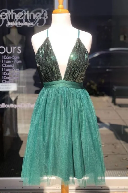 Find the Best Deals Here!Hunter Green Sequins and Tulle Short Homecoming Dress cg13155 Find the Best Deals Here!Hunter Green Sequins and Tulle Short Homecoming Dress cg13155