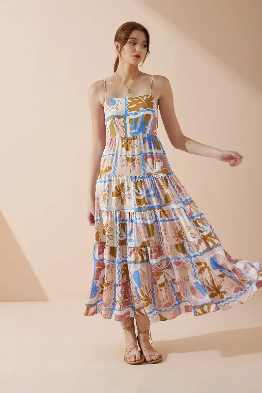 Best Deals Just for You!Ismerie Pink Tropical Tiered Maxi Dress