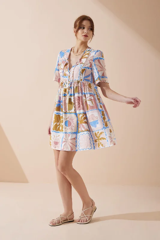 Don’t Wait – Deals Won’t Last!Ismerie Pink Tropical V-Neck Mini Dress
