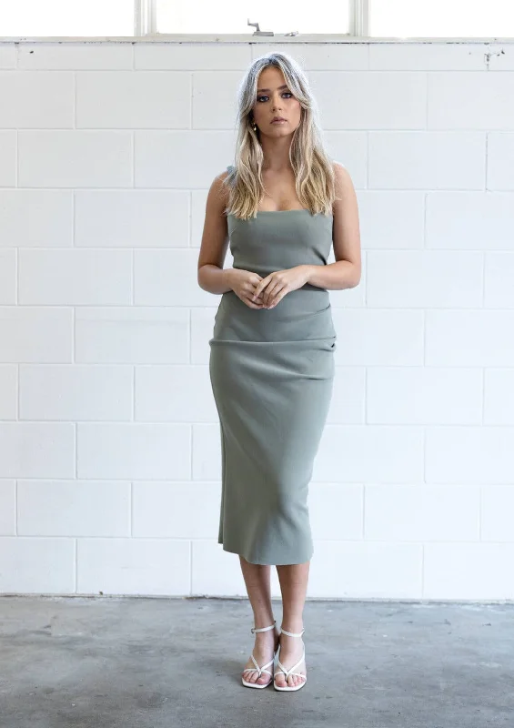 Don’t Wait – Shop Today!Karina Tuck Midi Dress - Sage