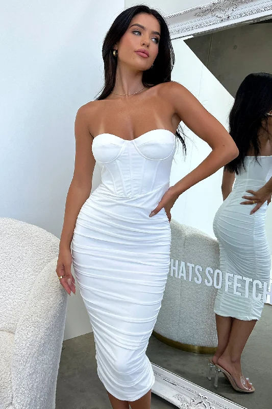 Save More Than Ever!Keely Midi Dress - White