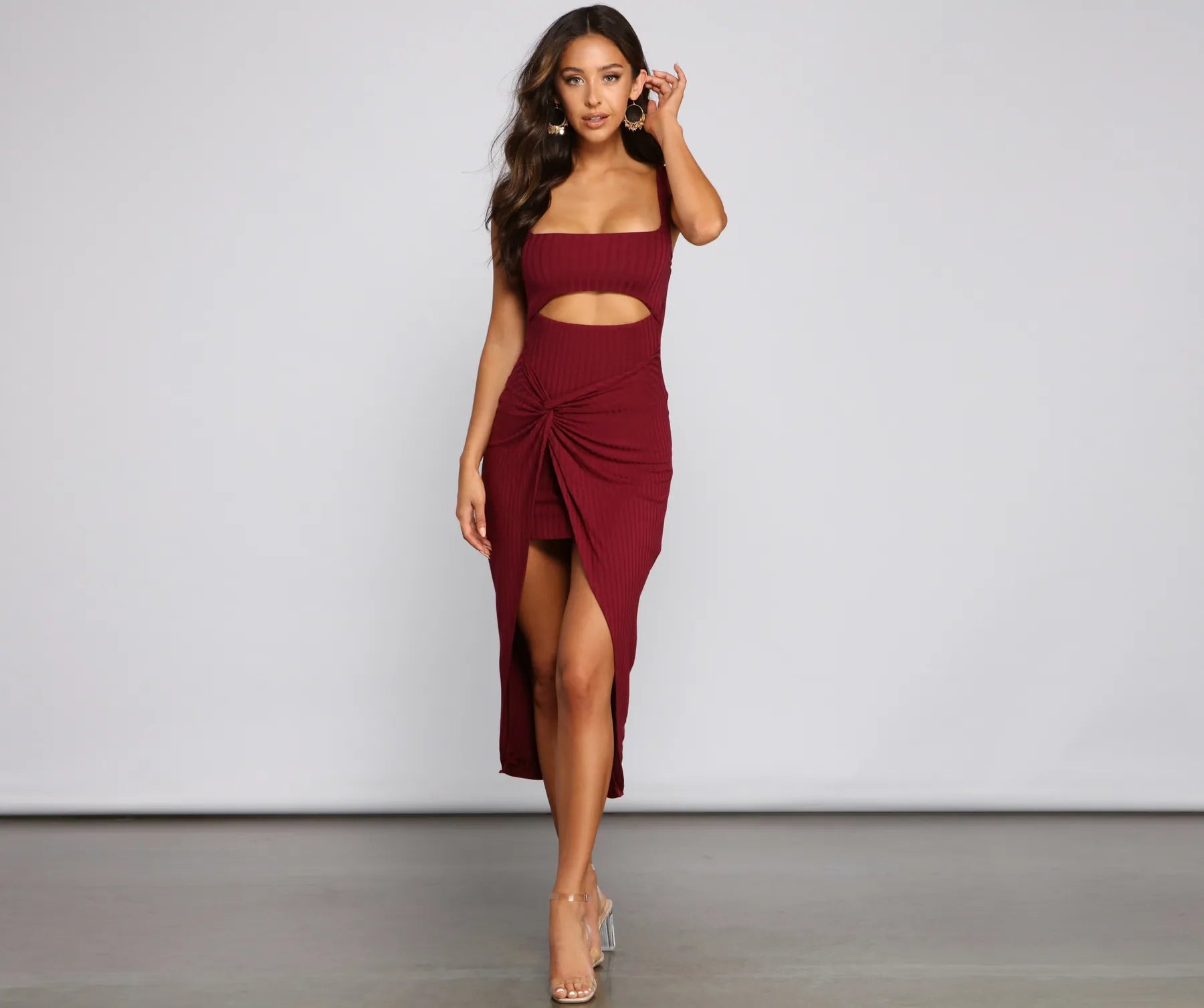 Your Shopping Wish, Our Discount Command!Keeping Knit Chic Cutout Midi Dress